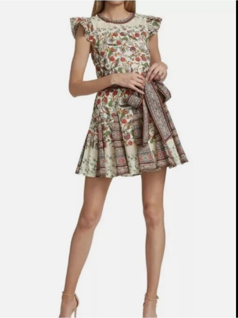 Alice and Olivia Floral Motif Cotton Mini Dress